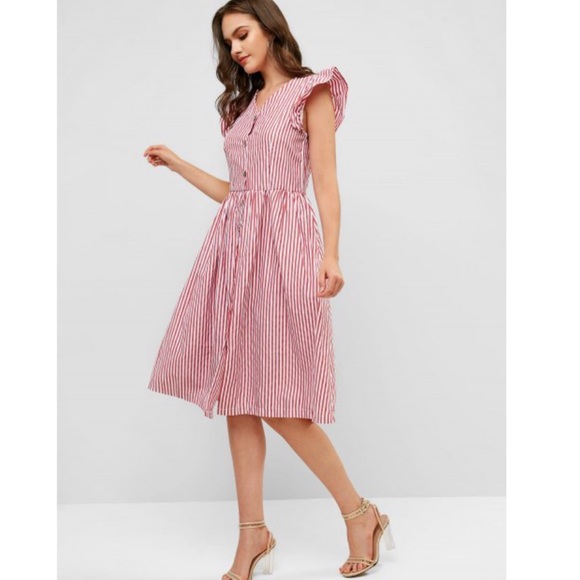 Striped button up dress - Picture 1 of 5